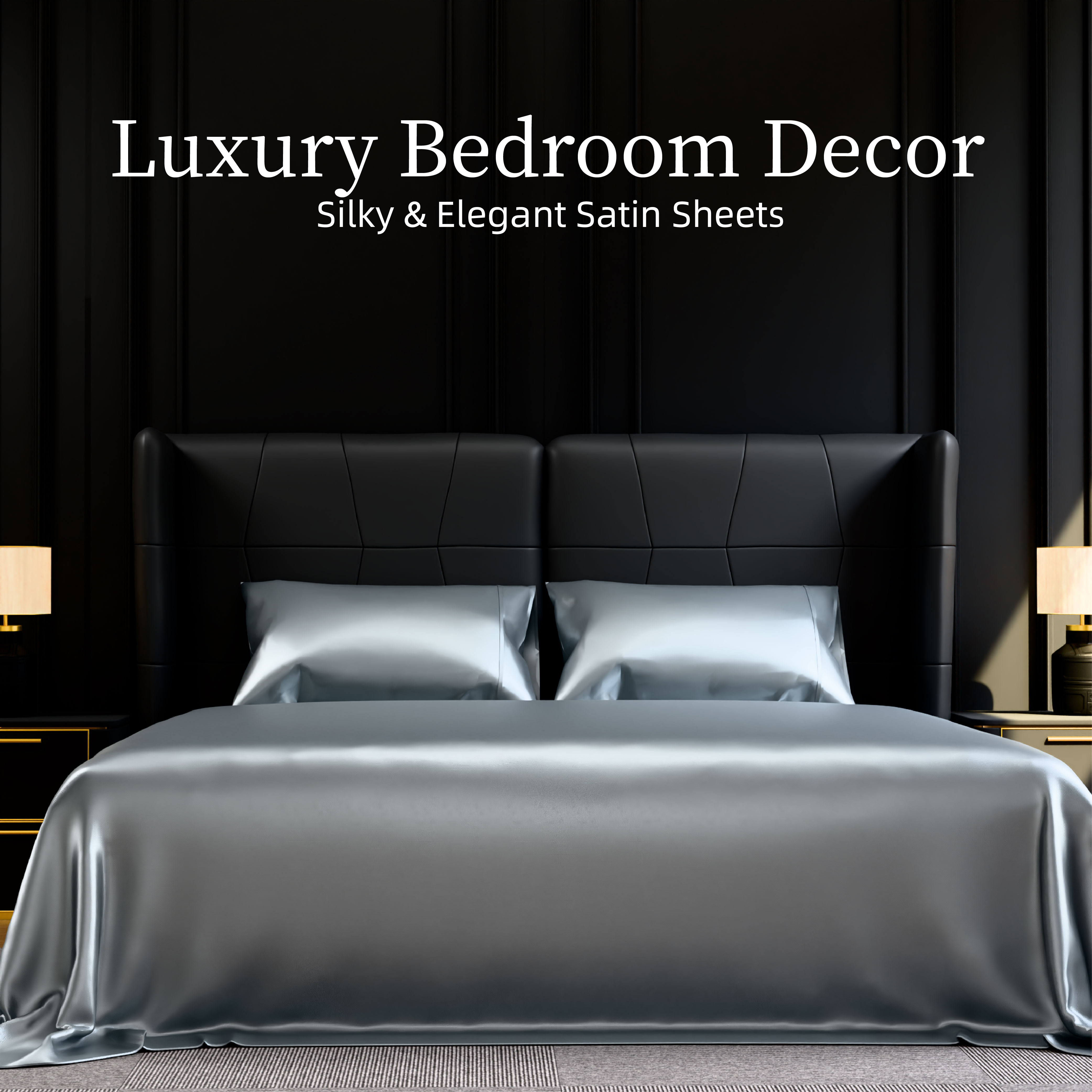 Satin Bed Sheets, Full Size Sheets Set, 4 Pcs Silky Bedding Set With 15 Inches Deep Pocket For Mattress (Full, Grey)_voghion.com